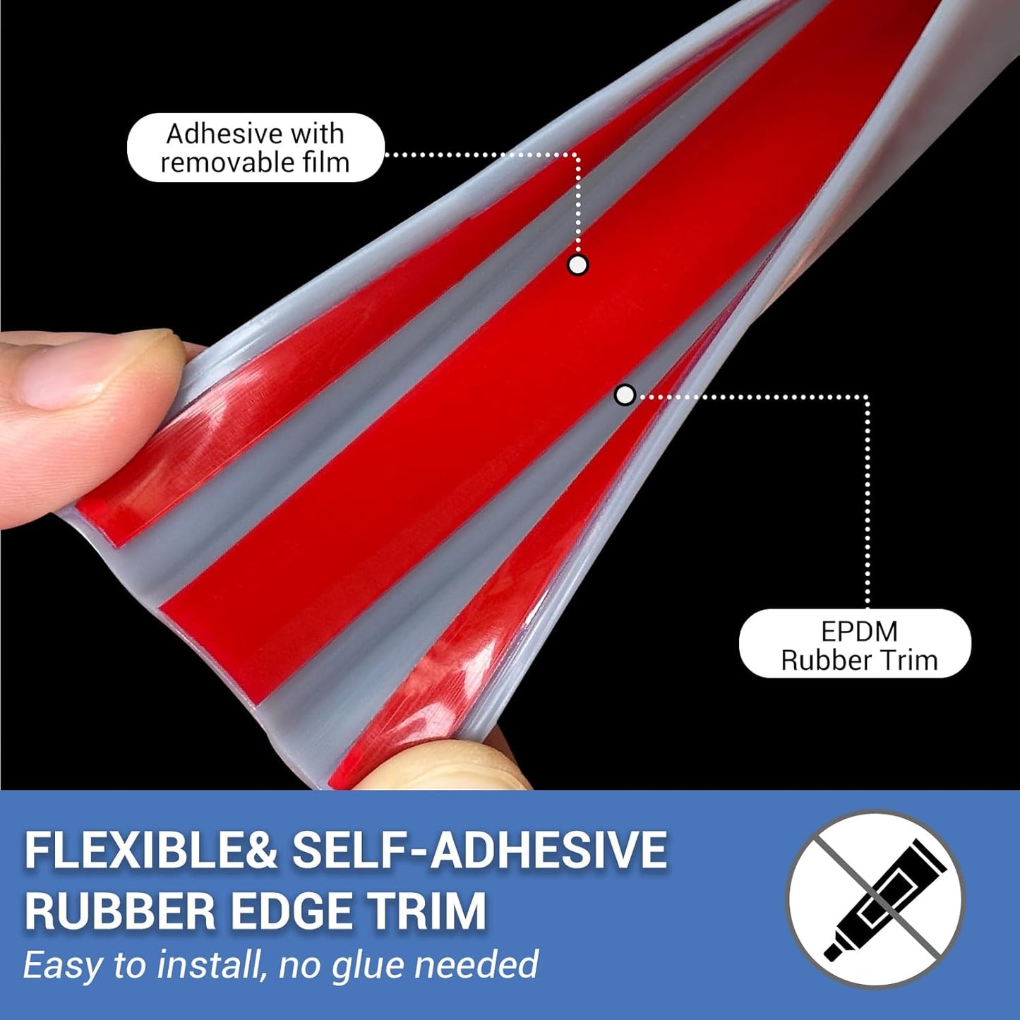 Rubber Edge Trim, Flexible Edge Banding, 3/8"(10mm) U Channel Protector, Self Adhesive Edge Guards for Plywood, Glass, Flexiglass and Sheet Metal Parts, 20Ft, Grey Color
