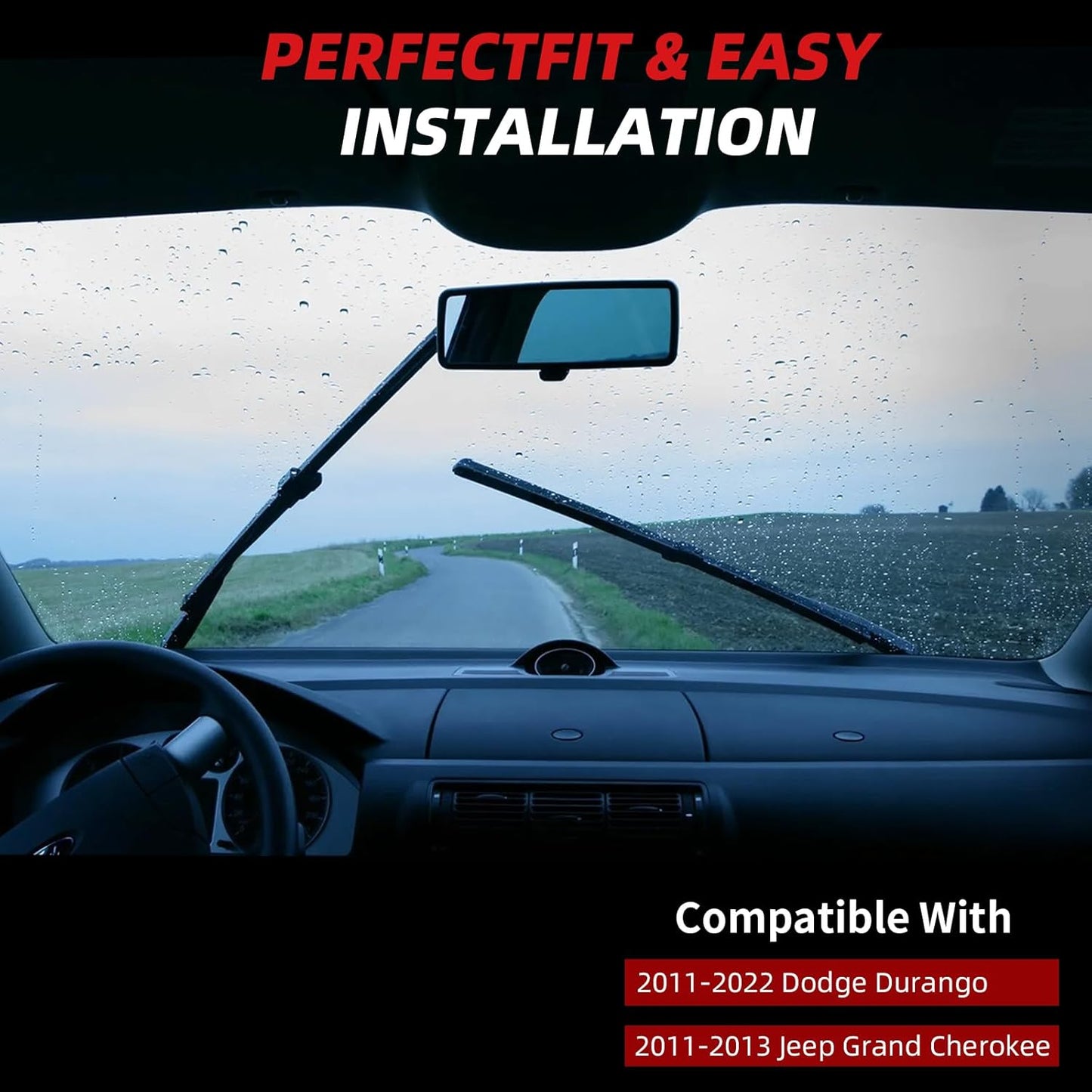 OTUAYAUTO Premium Windshield Wiper Blades - Replacement for Dodge Durango 11-23, Jeep Grand Cherokee 11-13, All-Weather Performance, Front and Rear Wiper Blades, J/U Hook - 22"+21"+12" (Pack of 3)