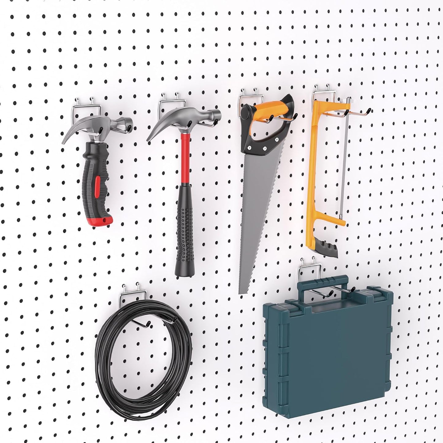 FRIMOONY Heavy Duty Pegboard Hooks 30 Pack, 4 Inch Long, Fitting 1/4 Inch Pegboard Holes, Silver Metal Garage Workshop Shed Organizer