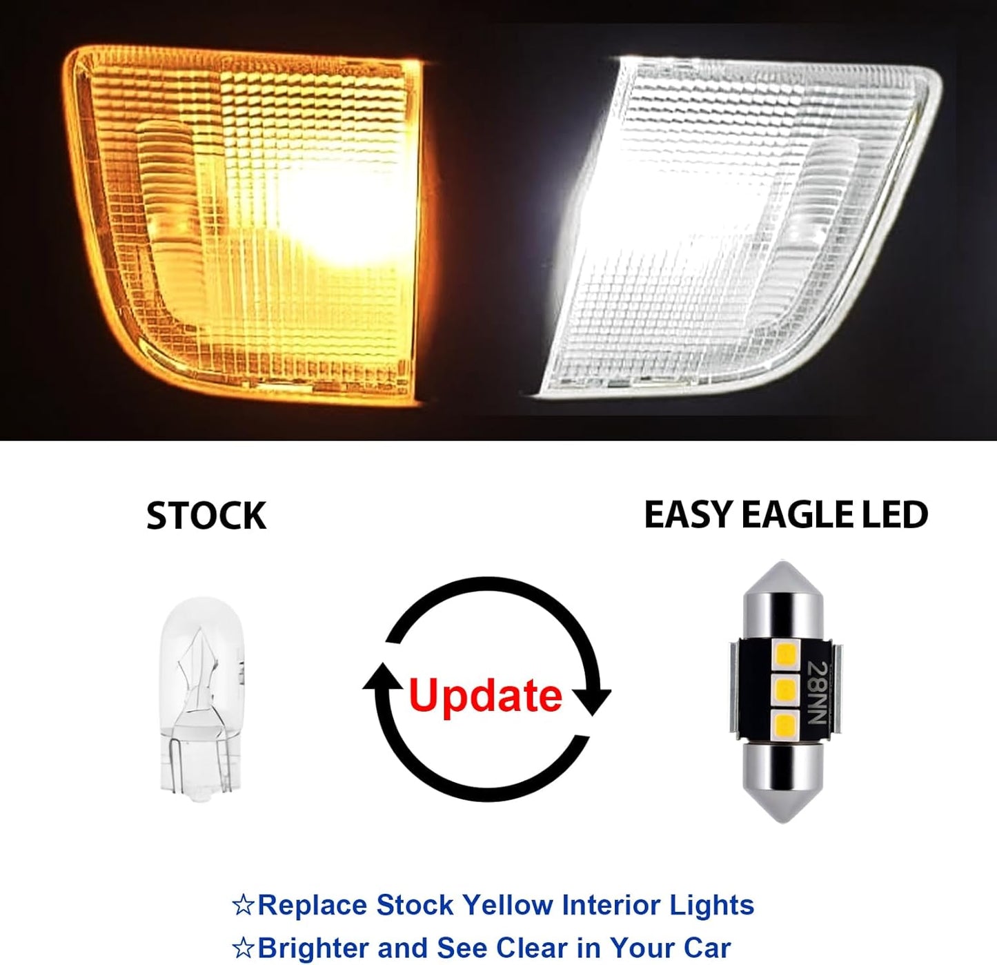 EASY EAGLE LED Interior Car Lights for Honda-CRV-2007-2012: 10 Piece Kit White LED Light Bulbs - Super Bright 6000K + Install Tool