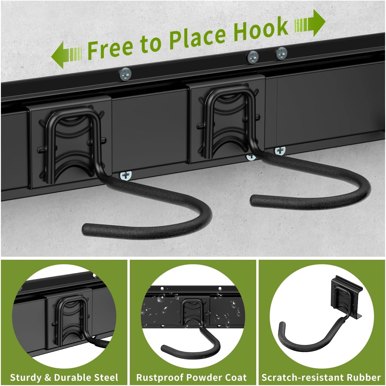 Bike Storage Rack 32Inch for 4 Bikes + 3 Helmets, Up to 300lbs, Heavy Duty Bike Hangers for Garage, Bike Hooks for Garage, Solid Steel Bicycle Storage, Bike Wall Mount, Black