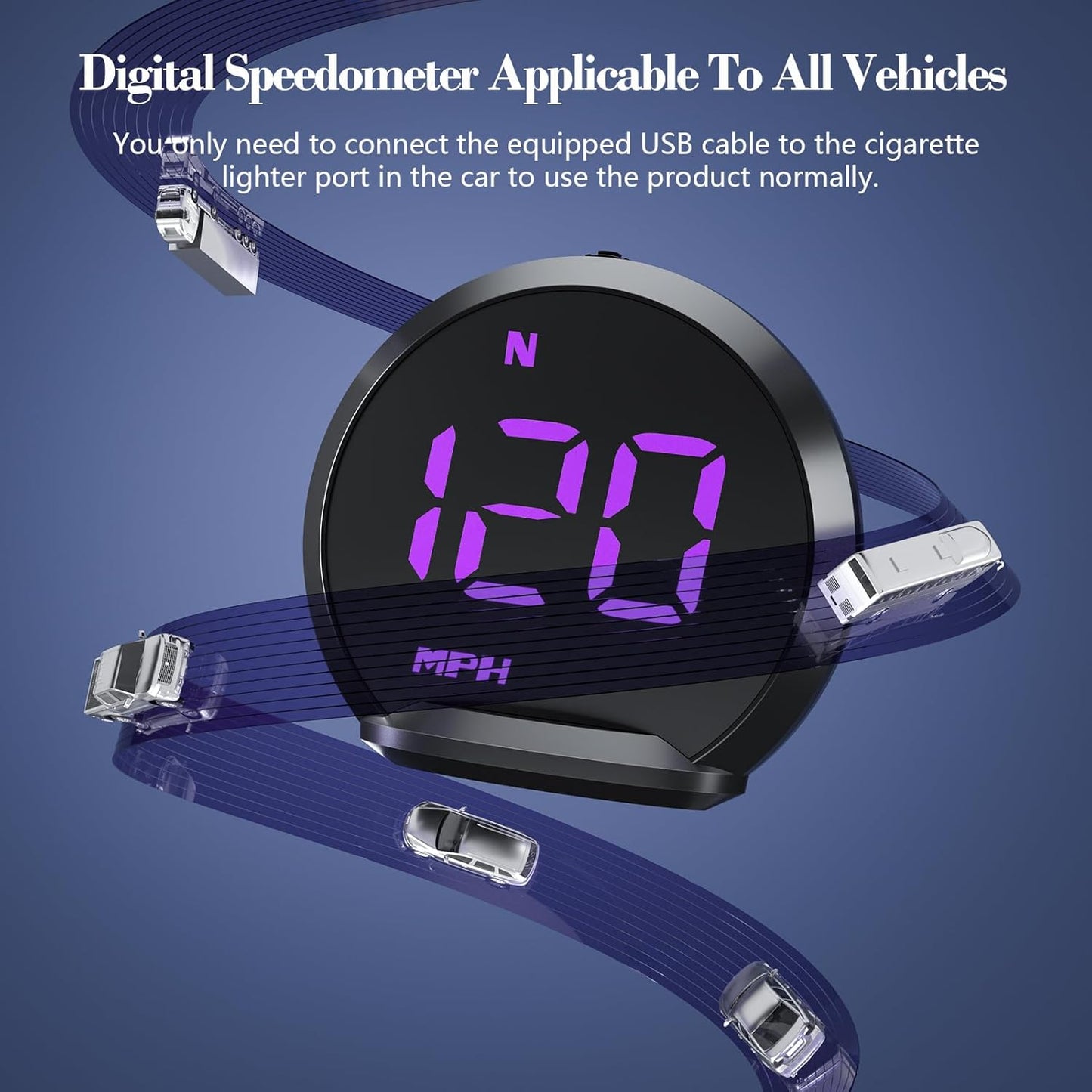 G13 GPS Speedometer, Universal Digital GPS Speedometer with Color Font, USB Connection, HUD Display Suitable for All Vehicles, Plug and Play.