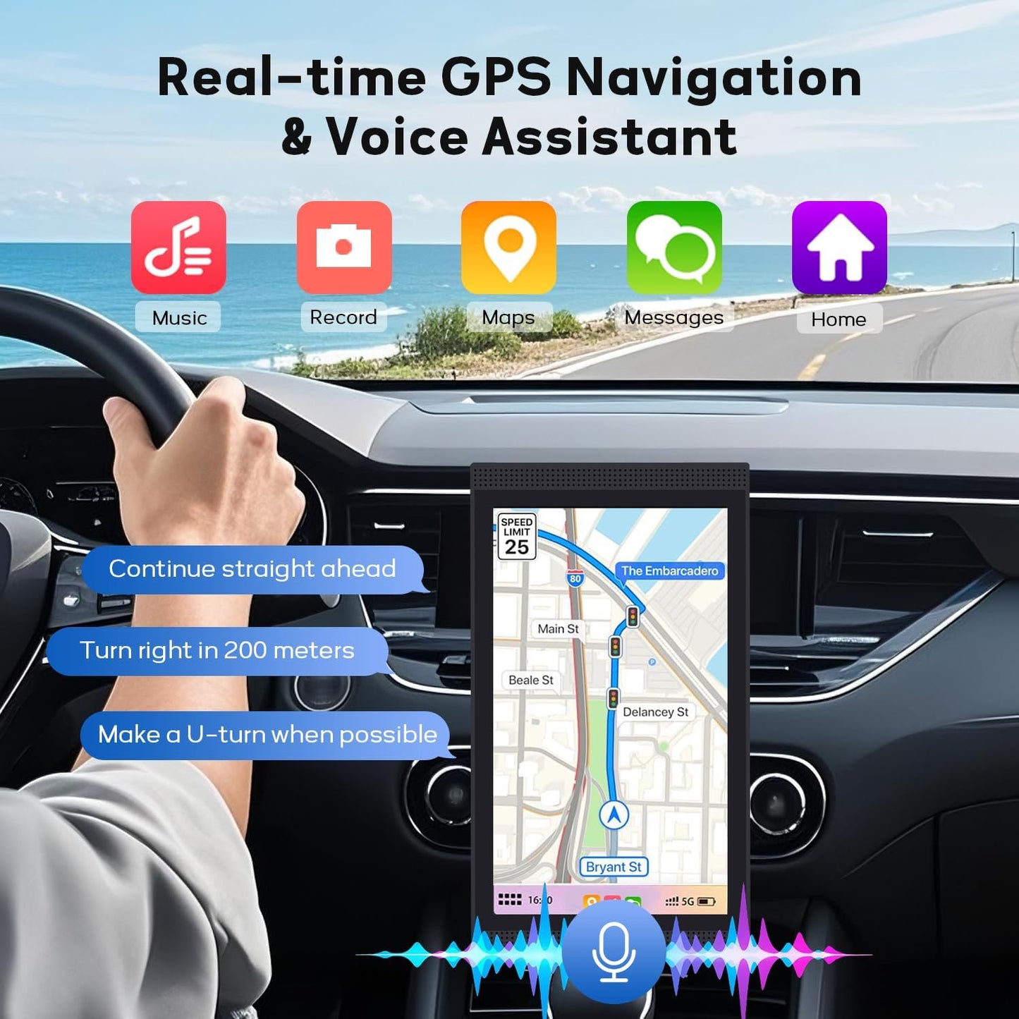 Wireless Apple Carplay Screen for Car Android Auto, 7" HD Touch Screen Car Stereo with Mirror Link, Bluetooth 5.2, Backup Camera, AUX,FM Transmitter for All Vehicle