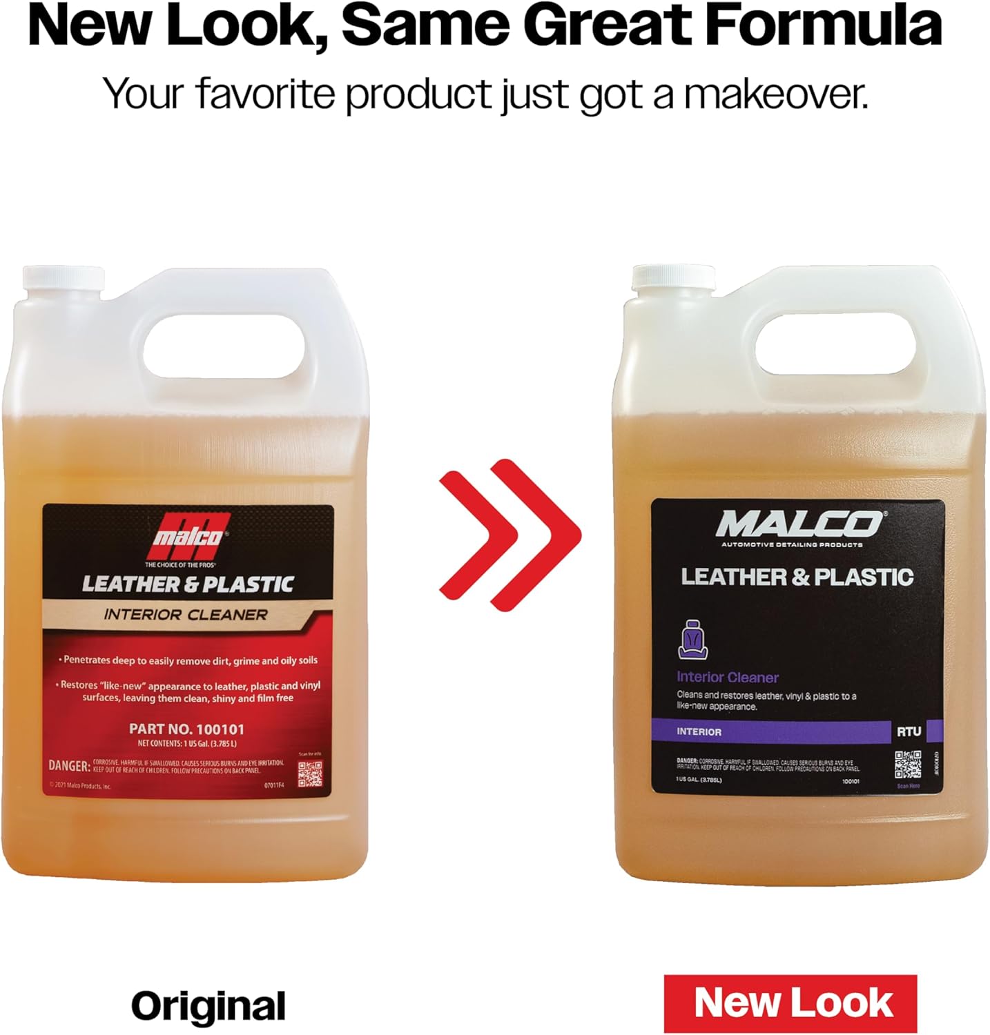 Malco Leather & Plastic Cleaner – Penetrates Deep to Remove Dirt, Grime and Oily Soils/Restores Leather, Plastic and Vinyl/Leaves Surfaces Clean, Shiny and Film-Free / 1 Gallon (100101)