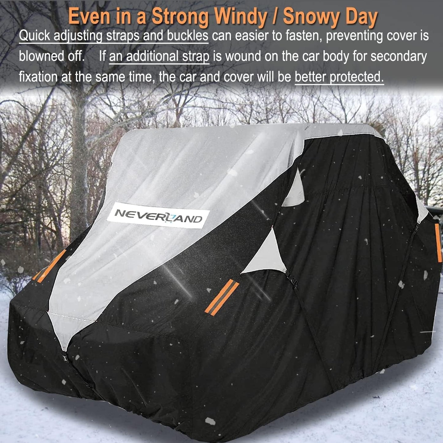 Neverland UTV Cover Waterproof 300D Heavy Duty 2-3 Seater/4-6 Seater 4 Door Side by Side Covers All Weather Protection Compatible with Polaris RZR Can-Am Maverick Defender Kawasaki