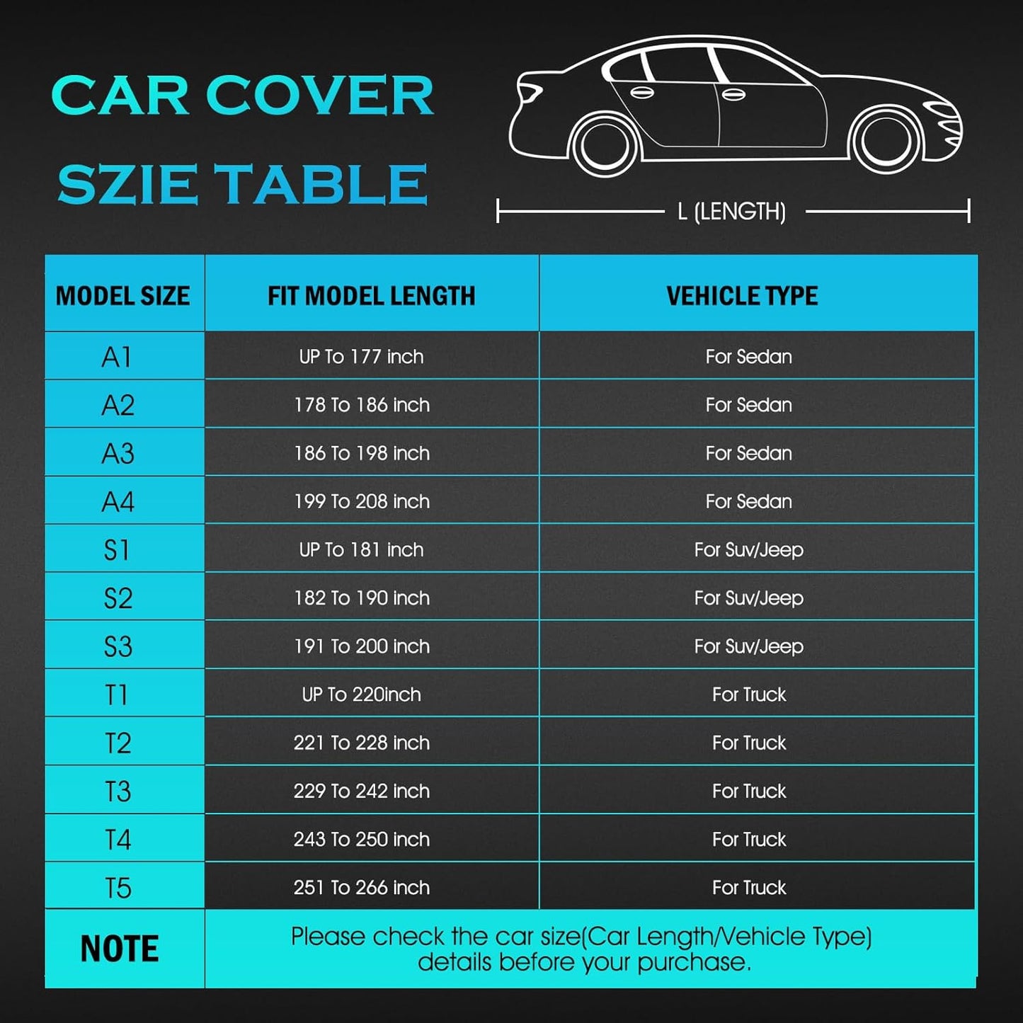 Car Cover Waterproof All Weather Full Outdoor Pickup Truck Cover Rain UV Protection, Size T2 Universal Fit for Ford F150 Chevy Silverado Dodge Ram 1500. (Fit Truck Length 221 to 228 inch)
