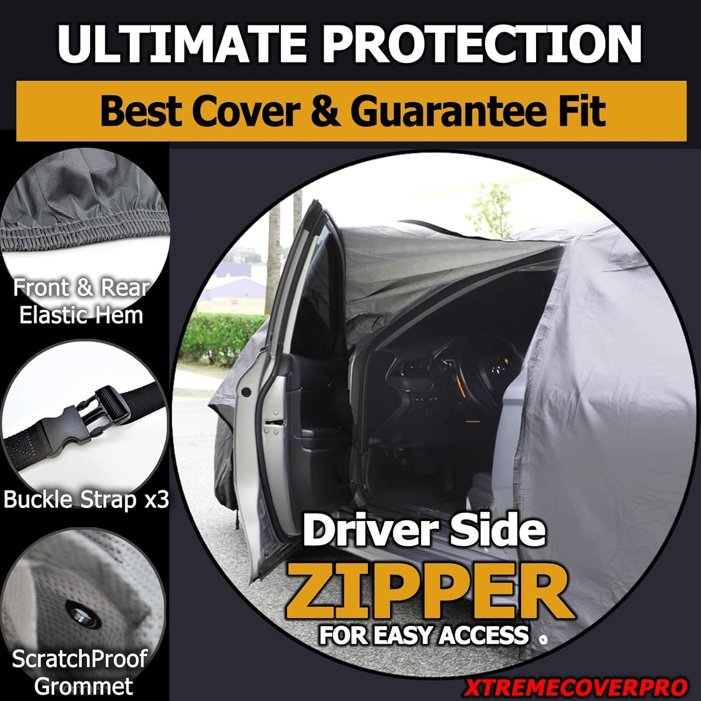All Weather Waterproof car Cover Good for rain Snow uv Protection dust mid-Size Hatchback Big Wing sti Impreza Jetta Wagon MazdaSpeed3 9-3 Wagon Gray
