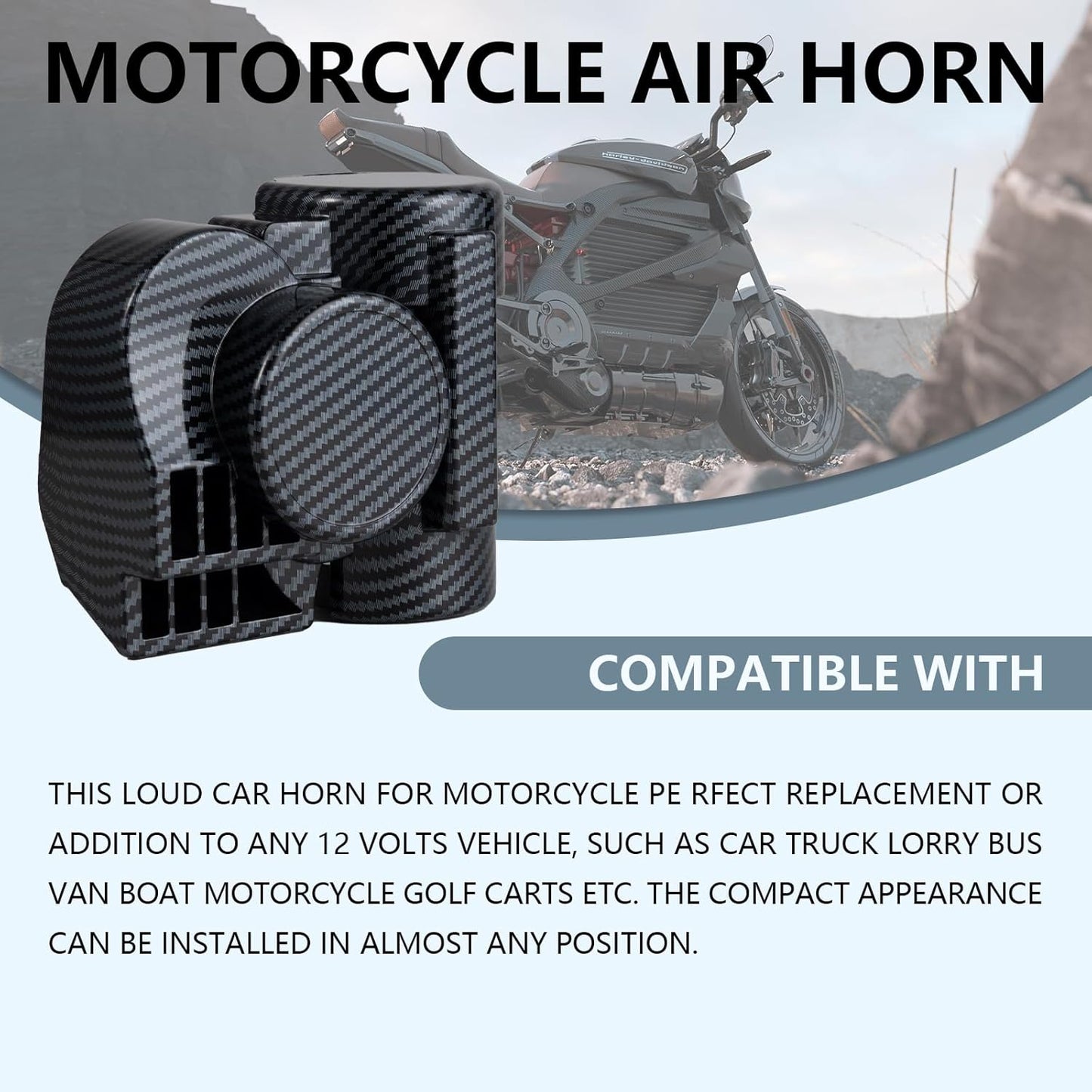Air Horns - 150DB Super Loud horn kit for Car, Motorcycle, Truck, Boat, & Pickup - 12V Train horn with Horn Cover,Compatible with motorbike