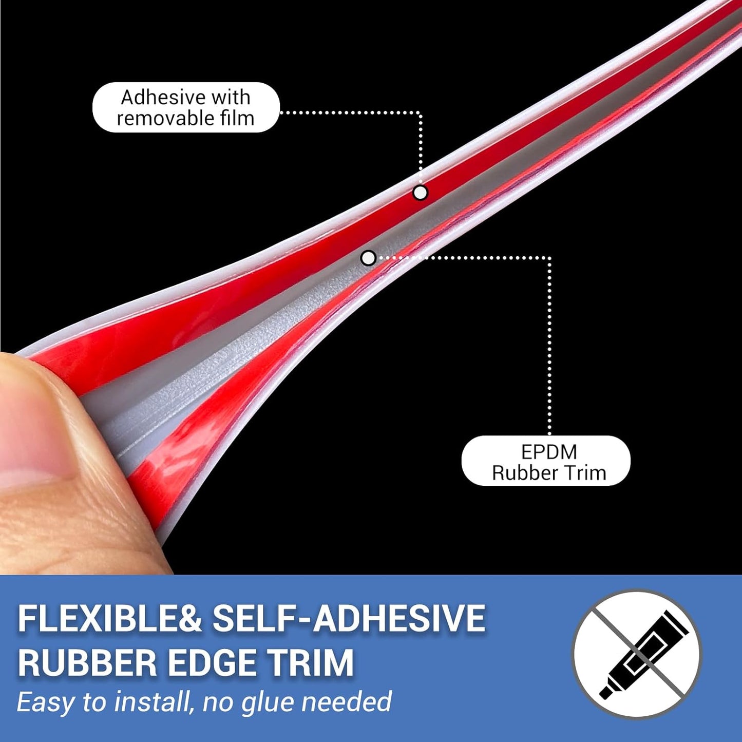 Rubber Edge Trim, Flexible Edge Trim for Sharp Edge, 1/4" U Channel Edge Protector, Self Adhesive Edge Guards for Plywood, Glass, Flexiglass and Sheet Metal Parts, 20Ft, Grey Color