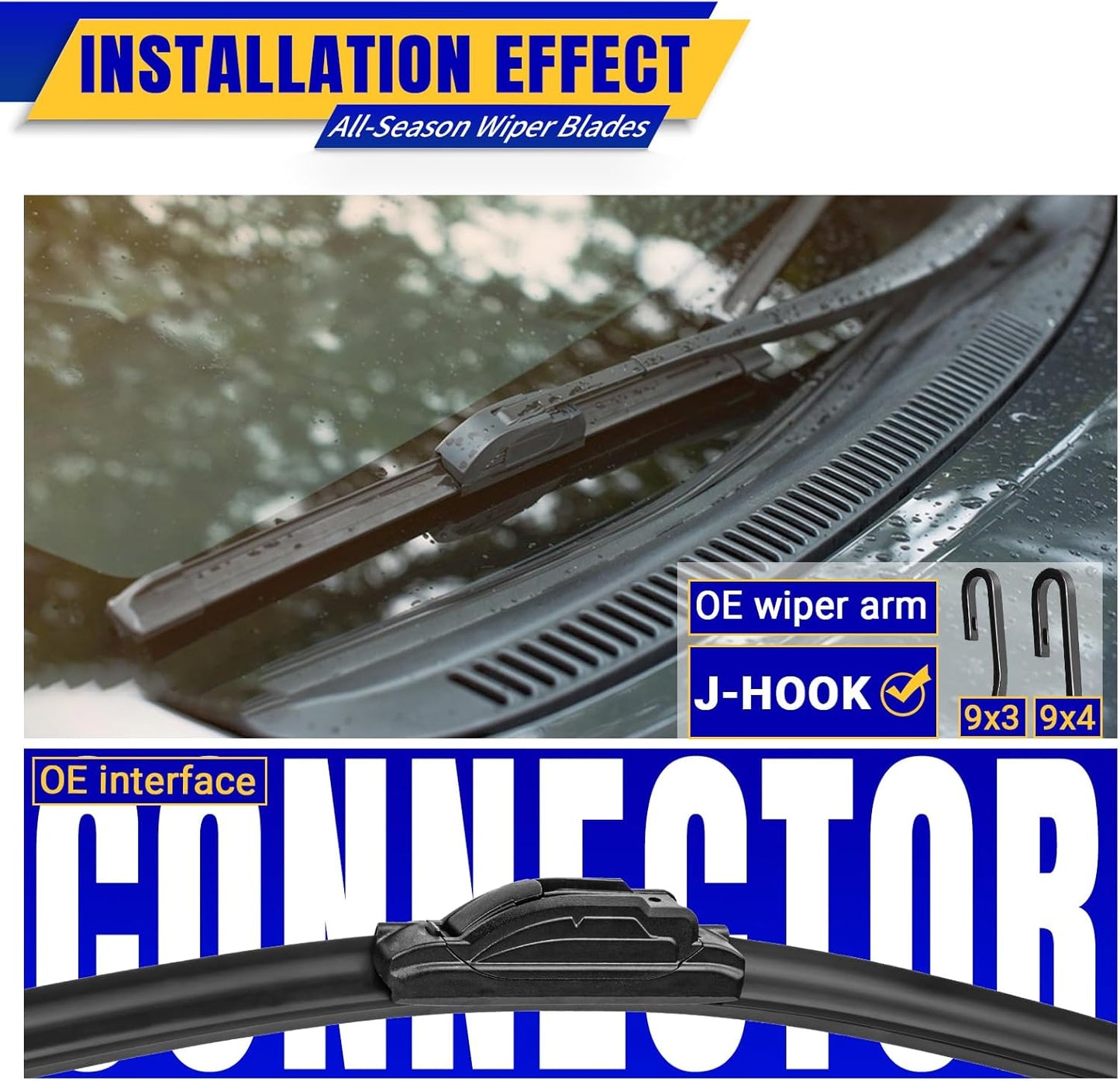 3 wipers Replacement for 2010-2022 Toyota 4Runner, Windshield Wiper Blades Original Equipment Replacement - 24"/20"/12" (Set of 3) U/J HOOK