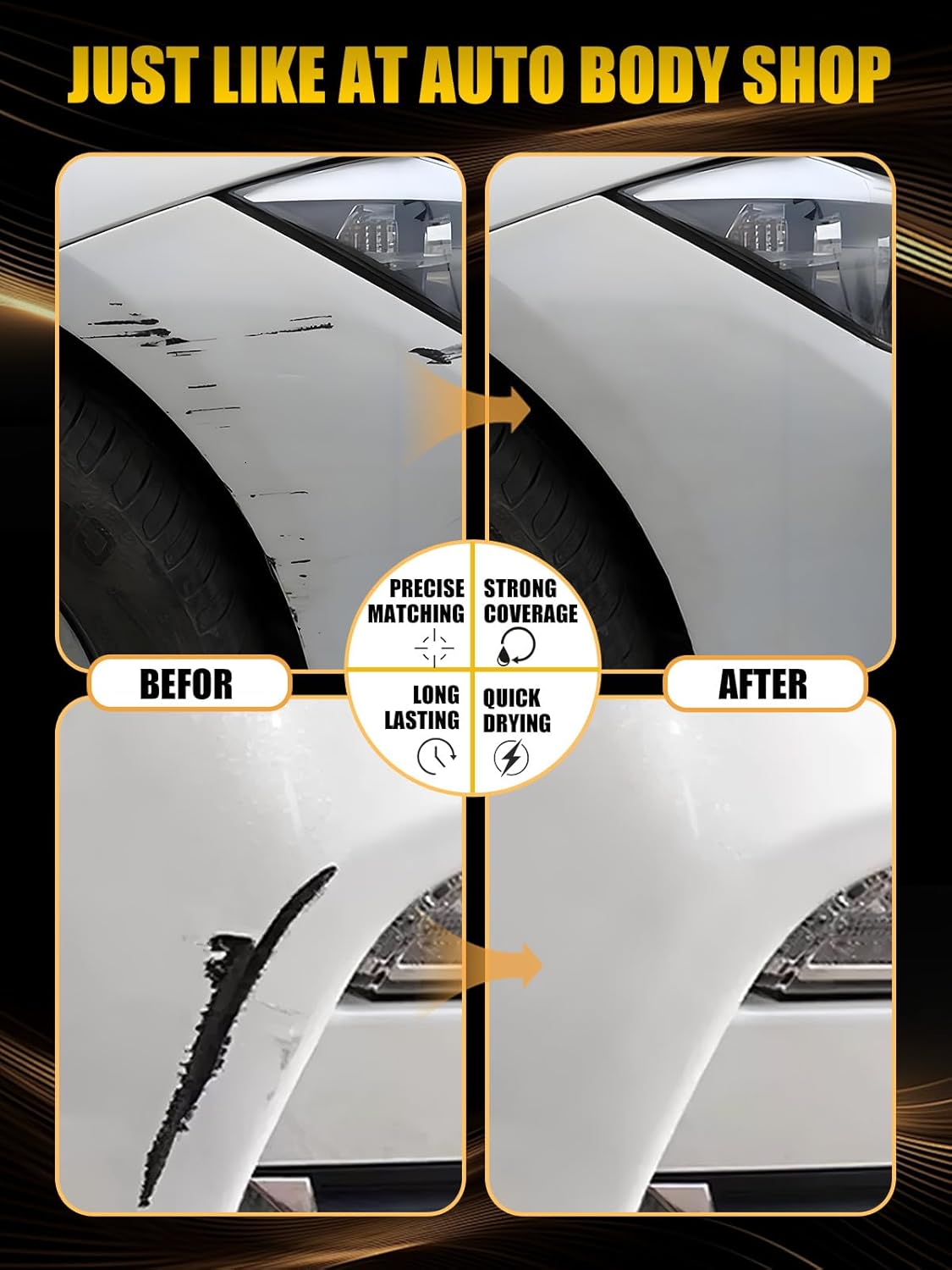 (775/9775) Iridium Silver Metallic Touch Up Paint Compatible with Mercedes-Benz, Exact Match Car Paint Pen Automotive Scratch Repair Remover Kit Quick & Easy Solution for Vehile Chips and Nicks