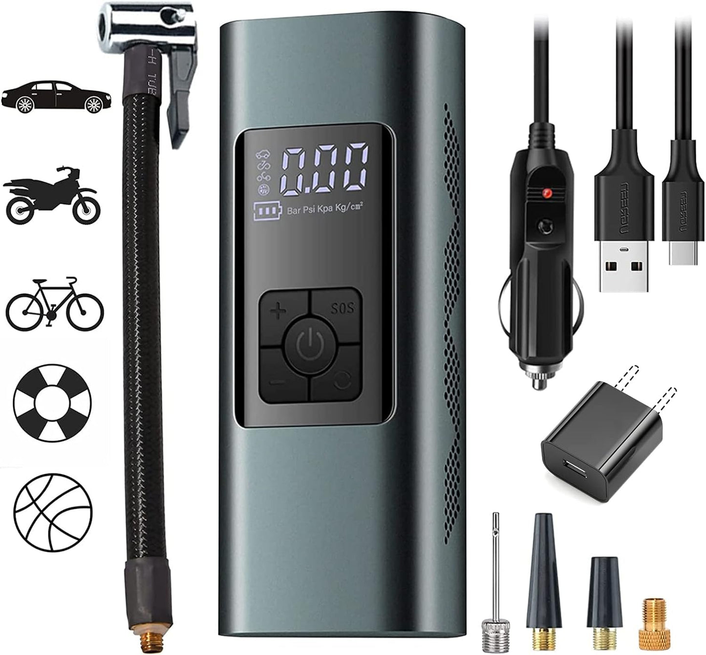 Tire Inflator Portable Air Compressor: Cordless Air Pump for Car Bike Motorcycle