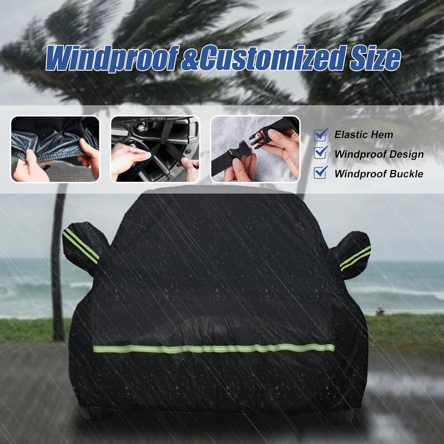 Waterproof Car Covers for 2010-2025 Jeep Grand Cherokee (Black) Custom Heavy Duty Waterproof All Weather Protection Outdoor