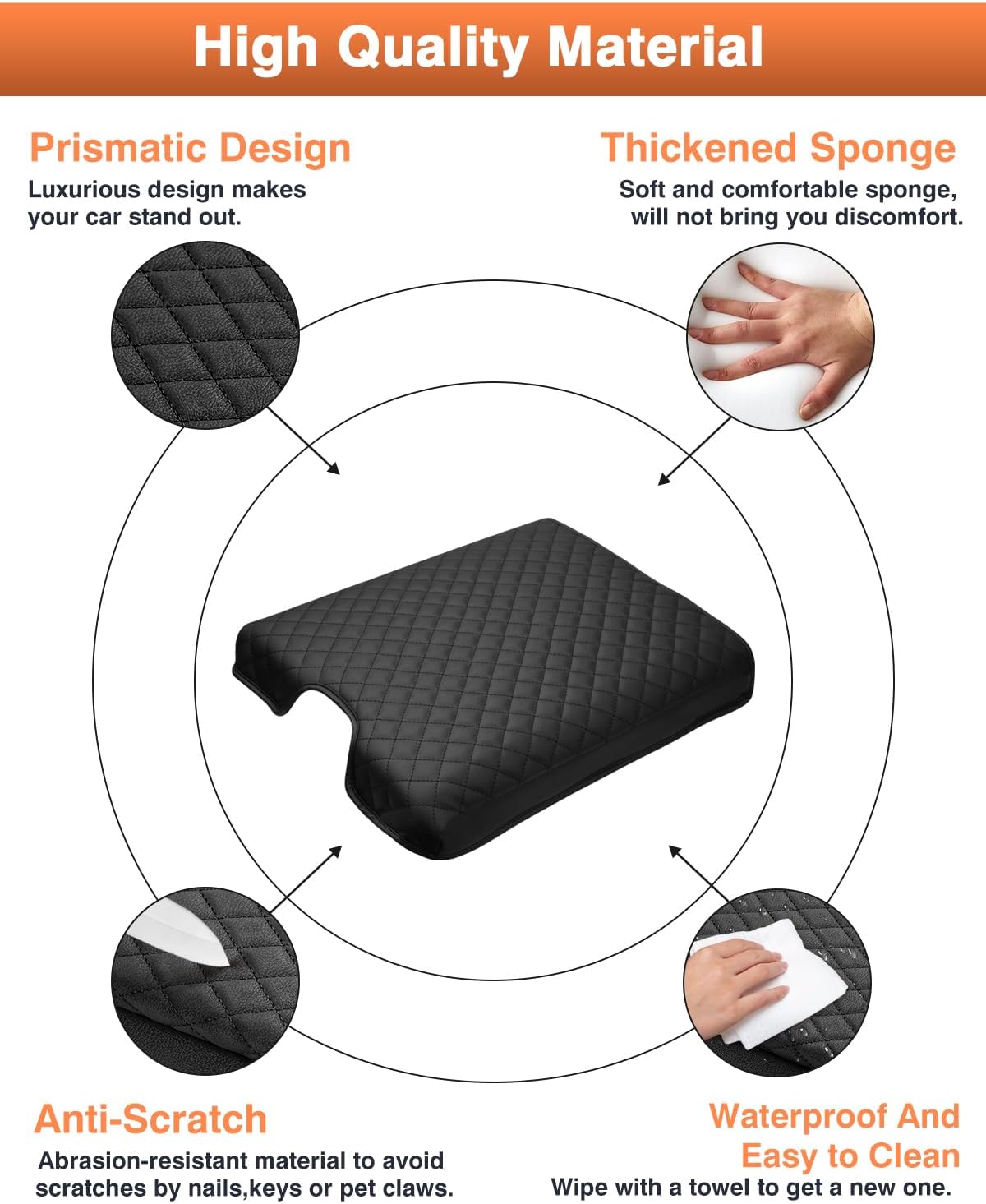 Shademax Center Console Cover for 2013-2018 Ram 1500 & 2013-2024 Ram 2500/3500/1500 Classic Accessories Armrest Cover Cushion Pad for Jump Seat Console Leather Armrest Seat Box Console Lid Protector