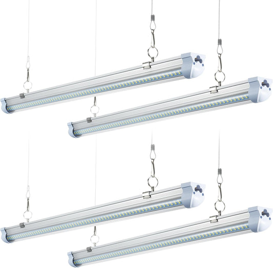 T8 LED Shop Lights 4FT, 4 Pack 60W 9600LM 6000K Daylight White, Linkable Lighting, Plug & Play Energy-Saving, Work Lights Ceiling LED for Garage Warehouse Basement (V4-4)