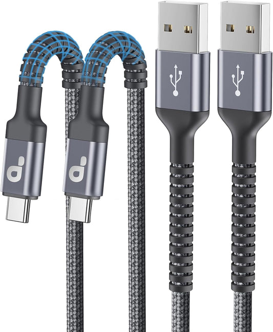 USB to USB C Cable 3A Fast Charging [2 Pack, 6FT], USB A to USB C Charger Cord, Upgraded Extra Durable Braided USBC Cable Compatible with iPhone 16 15 Pro Max,Samsung Galaxy S10 S9 Plus, LG and More