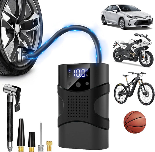 Tire Inflator Portable Air Compressor Cordless, 150PSI 6.5x Faster Portable Tire Inflator,Car Tires Air Pump with LED Lights&Digital Pressure Gauge,Auto Shut-off Smart Air Pump Suitable SUV,Truck,Bike