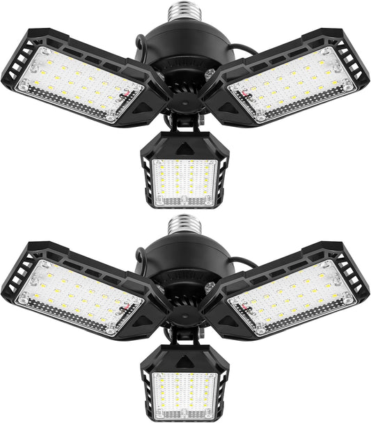 LED Garage Lights - 1 Pack, 80W, 8000LM 6500K Shop Light with 3 Deformable Panels, Basement Barn Light, E26/E27 for Shop, Warehouse, Basement