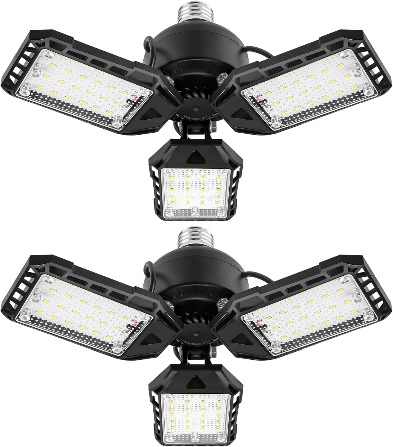 LED Garage Lights 2 Pack -80W, 8000LM 6500K Led Shop Light with 3 Deformable Panels, Basement Barn Light Garage Ceiling Lights, E26 for Garage, Warehouse, Shop, Basement