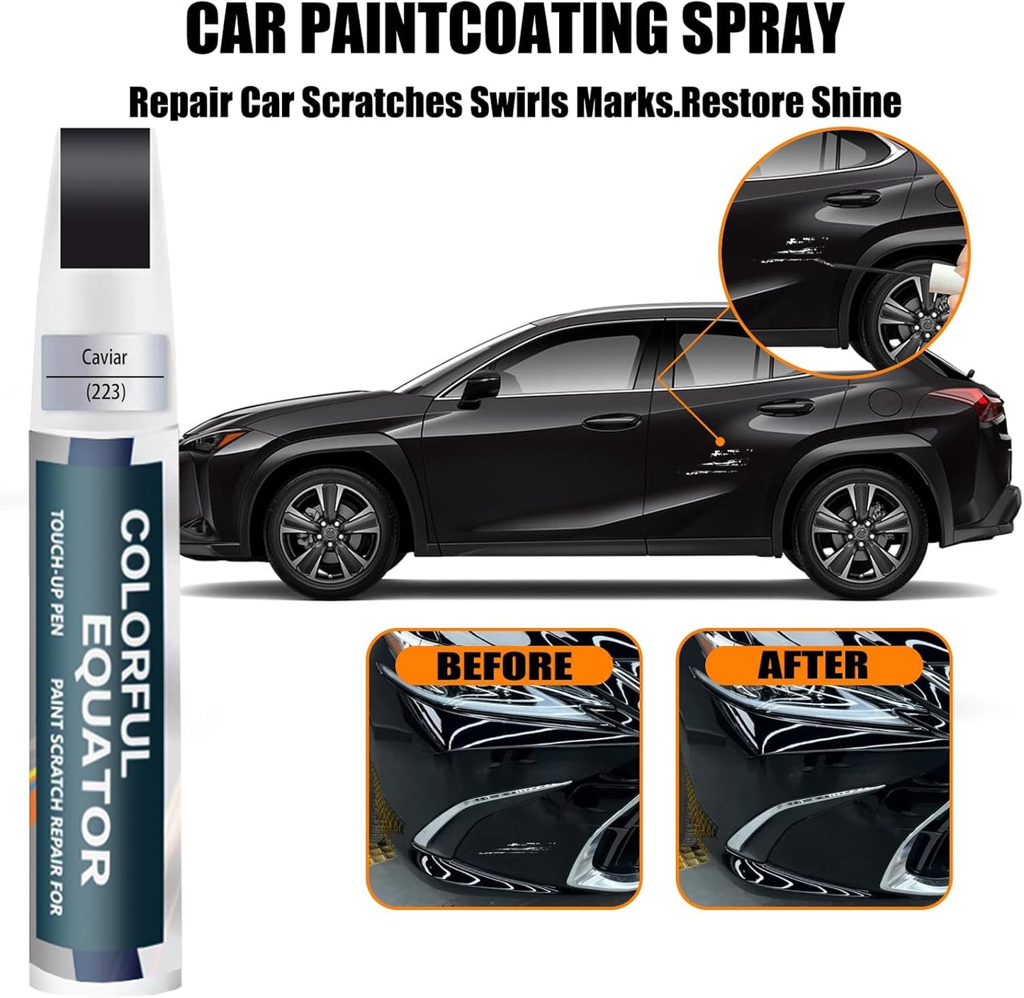 Caviar(223) Touch Up Paint for Lexus, Car Paint Pen Scratch Repair Two-In-One Touch Up Paint, Premium Car Scratch Remover for Deep Scratches