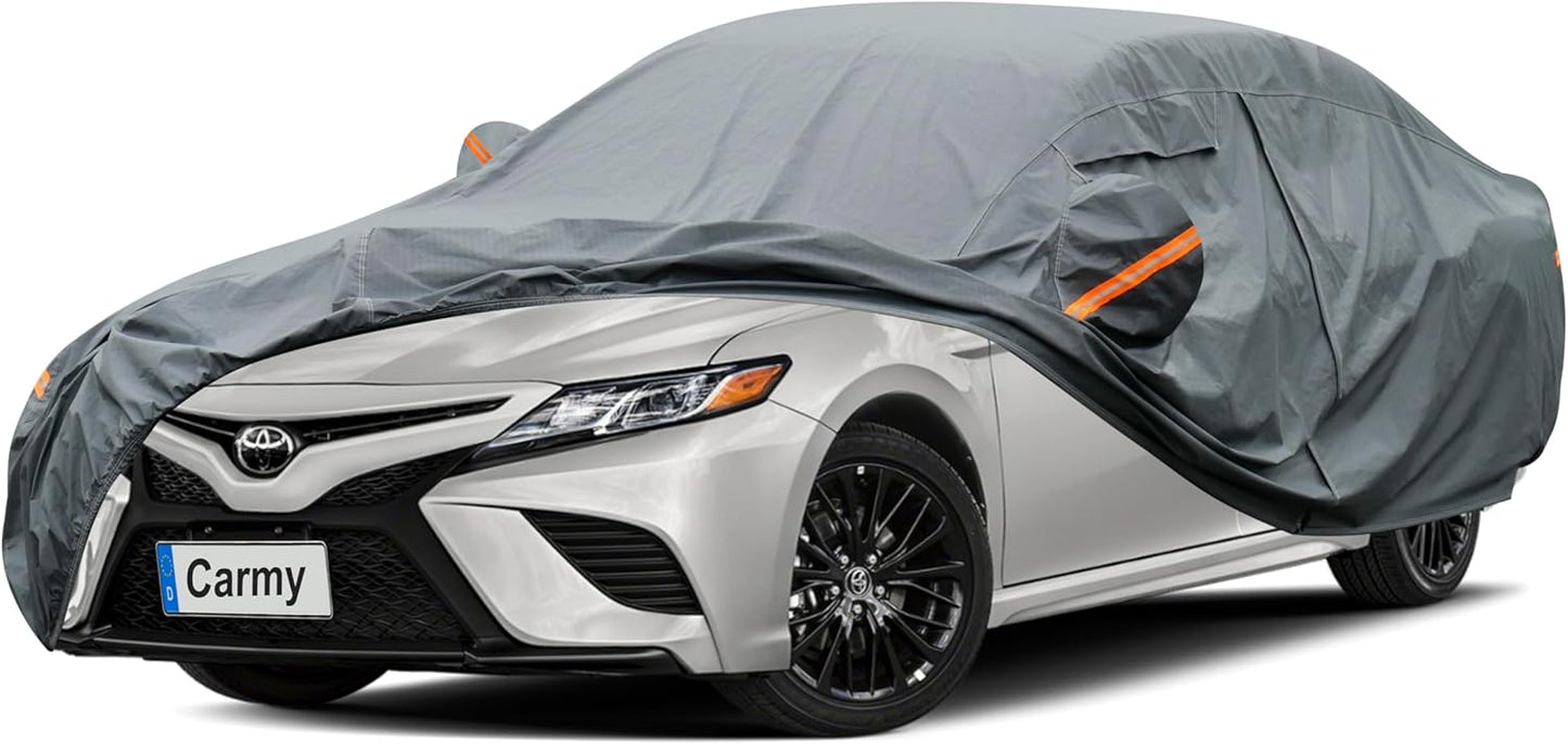 Premium Car Cover Custom Fit Toyota Camry/Solara (1991-2025), 16 Layers Heavy Duty Car Cover Waterproof All Weather with Zipper Door for Sun Rain Snow Dust Uv Protection