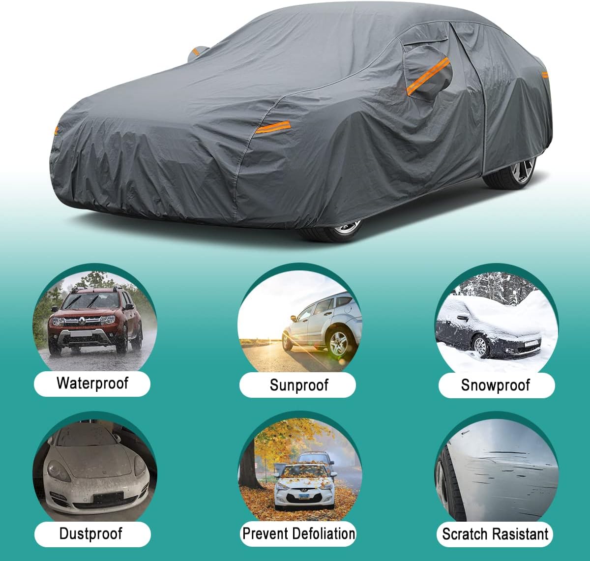 Premium Car Cover Custom Fit Tesla Model S (2012-2025), 16 Layers Heavy Duty Car Cover Waterproof All Weather with Zipper Door for Sun Rain Snow Dust Uv Protection