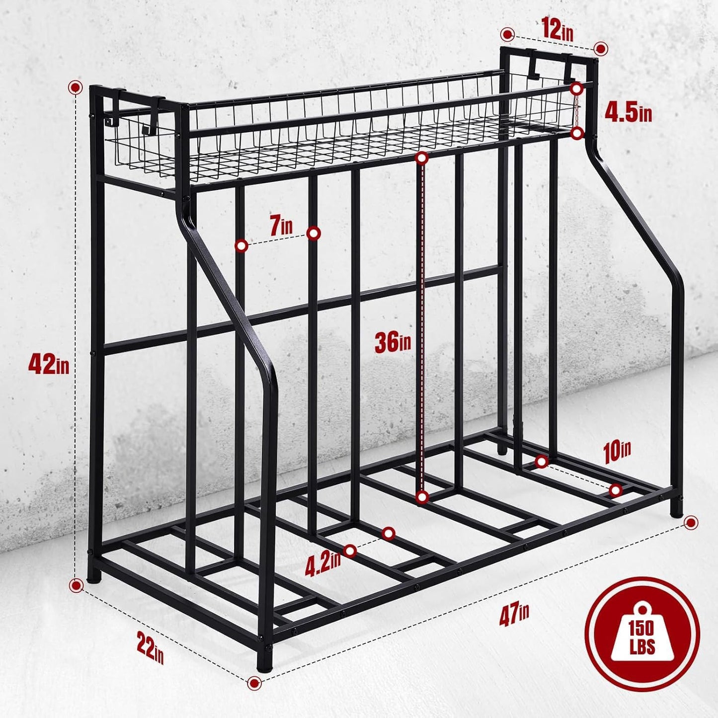 HEALTH LINE PRODUCT 4 Bike Stand, Indoor Bike Storage, Bicycle Rack for Garage - Metal Stability Floor Bicycle Station for Parking Mountain/Road/Hybrid/Fat Tire & Scooters Bike Rack for Garage