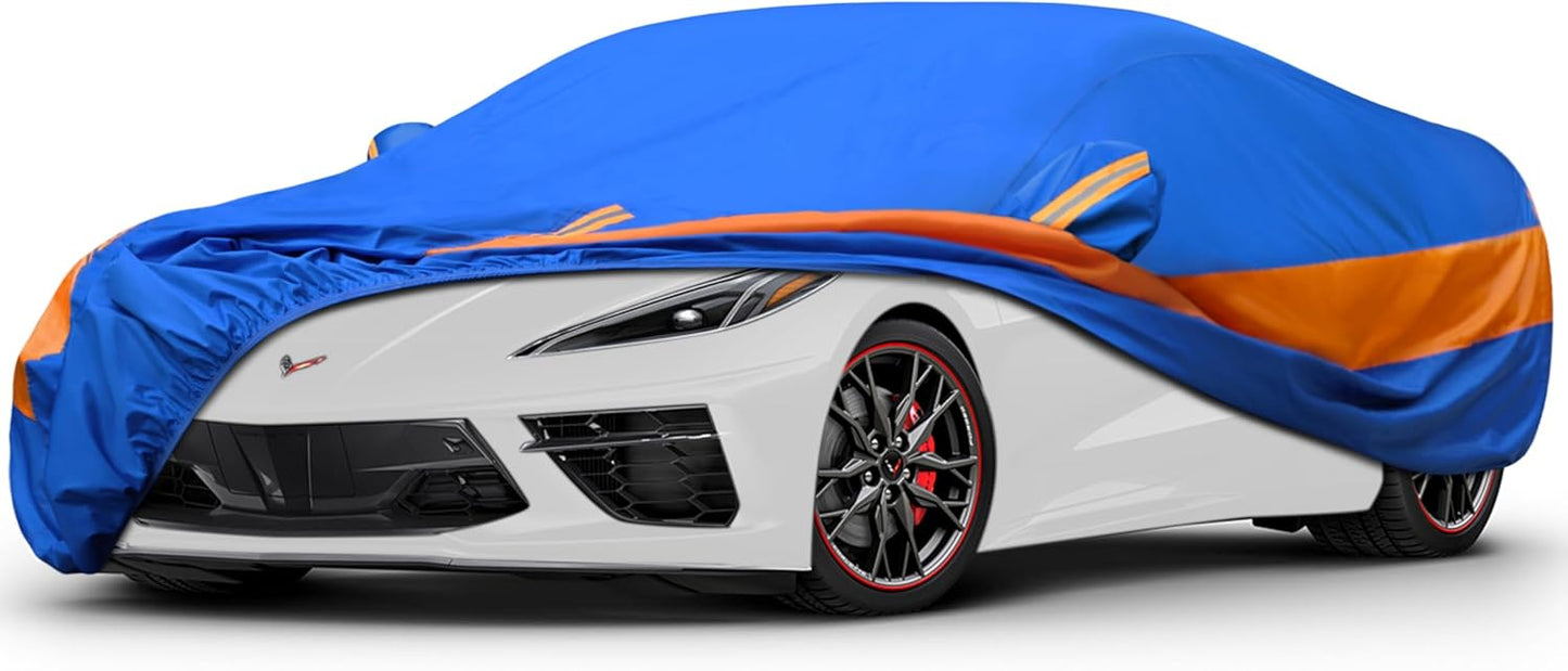 Heavy Duty Outdoor Car Cover Windproof All Weather Waterproof Sun Rain UV Dust Snow Protection Outdoor,Fit Audi e-tron GT,BMW 3/5 Series,Dodge Challenger/Charger etc.Size C5