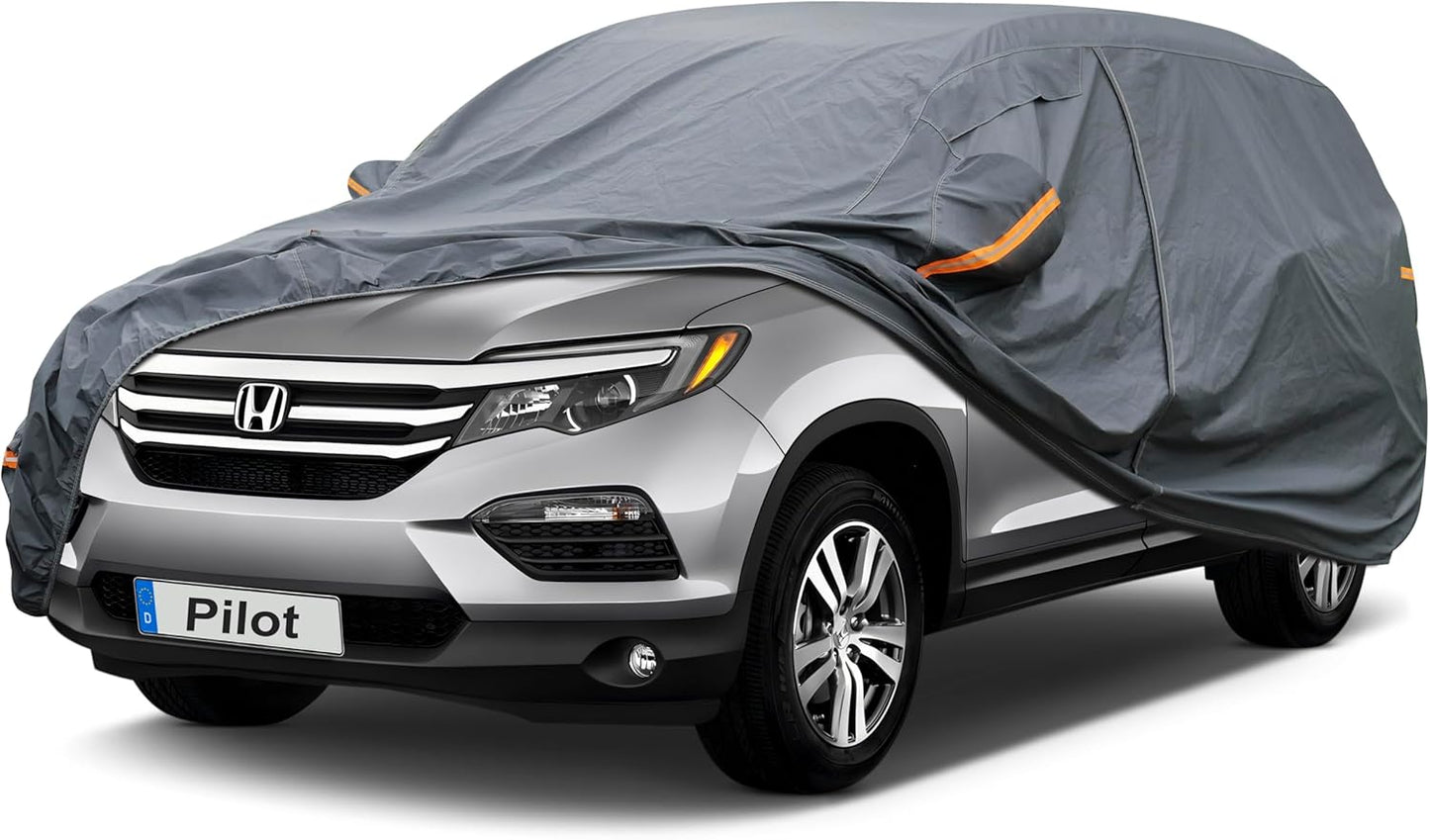 Premium Car Cover Custom Fit Honda Pilot (2008-2025), 16 Layers Heavy Duty Car Cover Waterproof All Weather with Zipper Door for Sun Rain Snow Dust Uv Protection