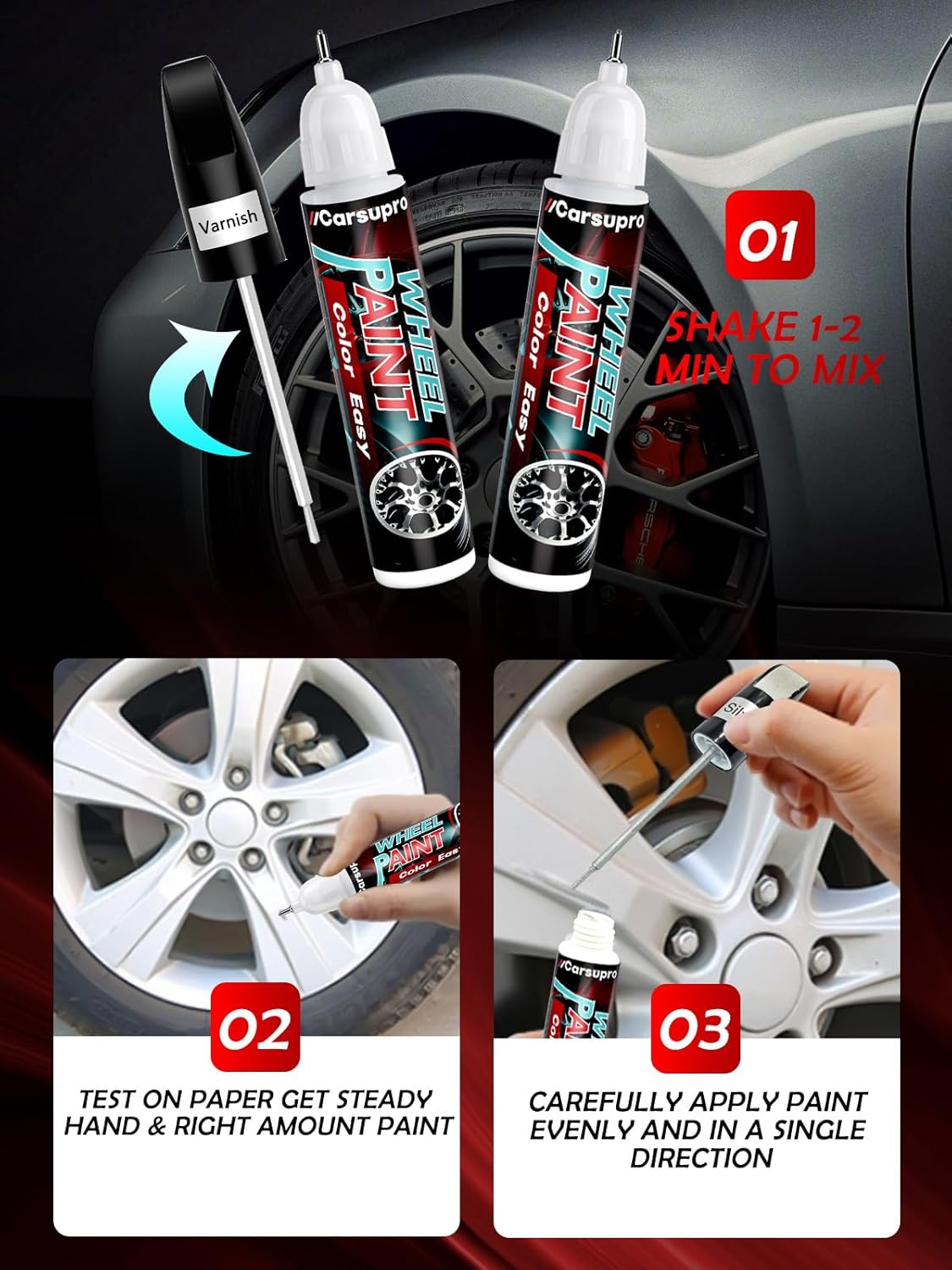 Silver wheel Touch Up Paint Wheel Scratch Repair Pen Car Rim Paint Pen Quick And Easy Fix Rim Scratches,Rim Paint For Car Wheel Repair