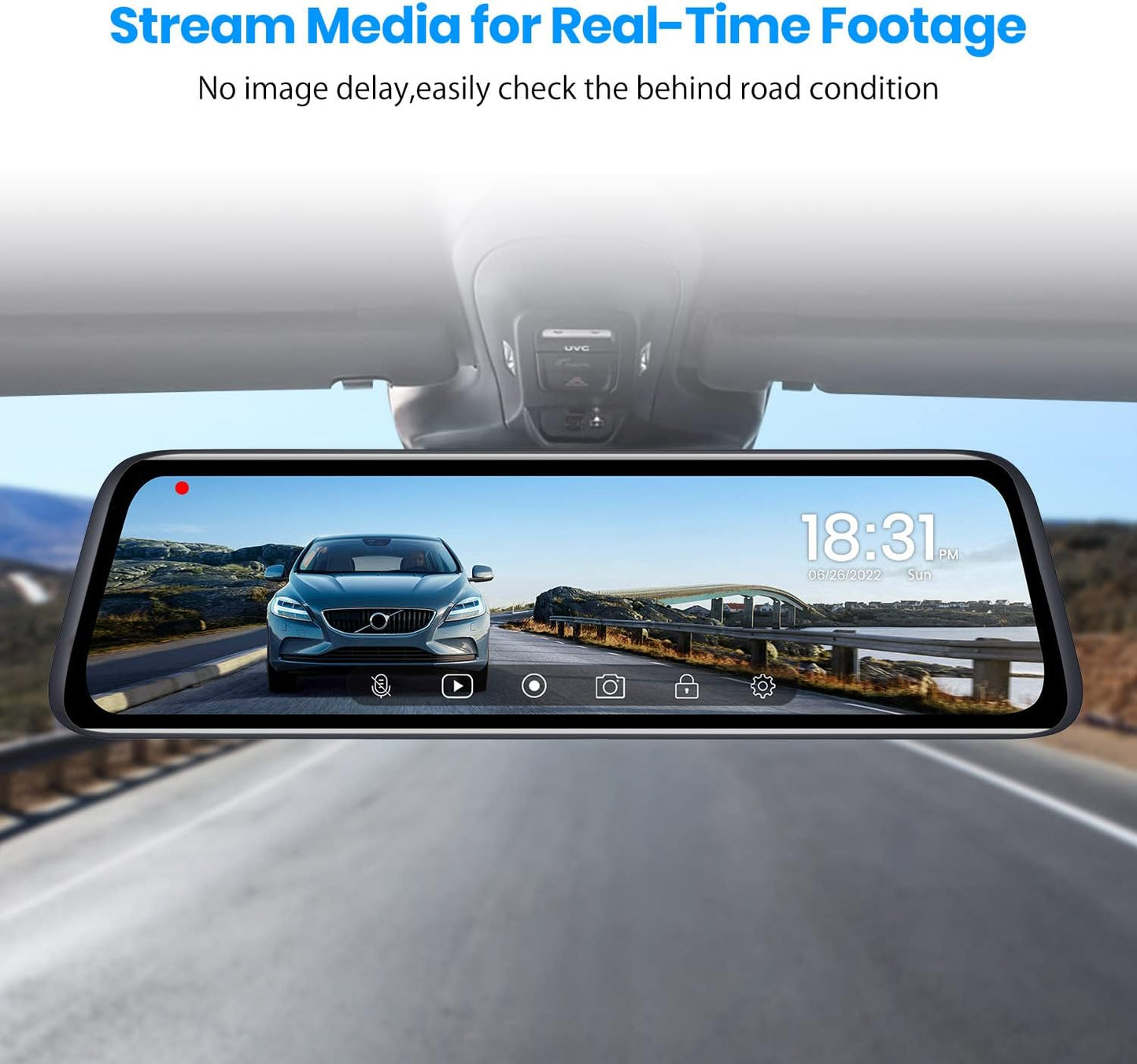 9.35''1080P OEM Rear View Mirror Camera: Recording Wide View Back Up Camera for Cars, Smart Full Touch Screen Stream Media Backup Camera with Super Night Vision for Trucks,Vans, SUVS (AUTO-VOX T9)