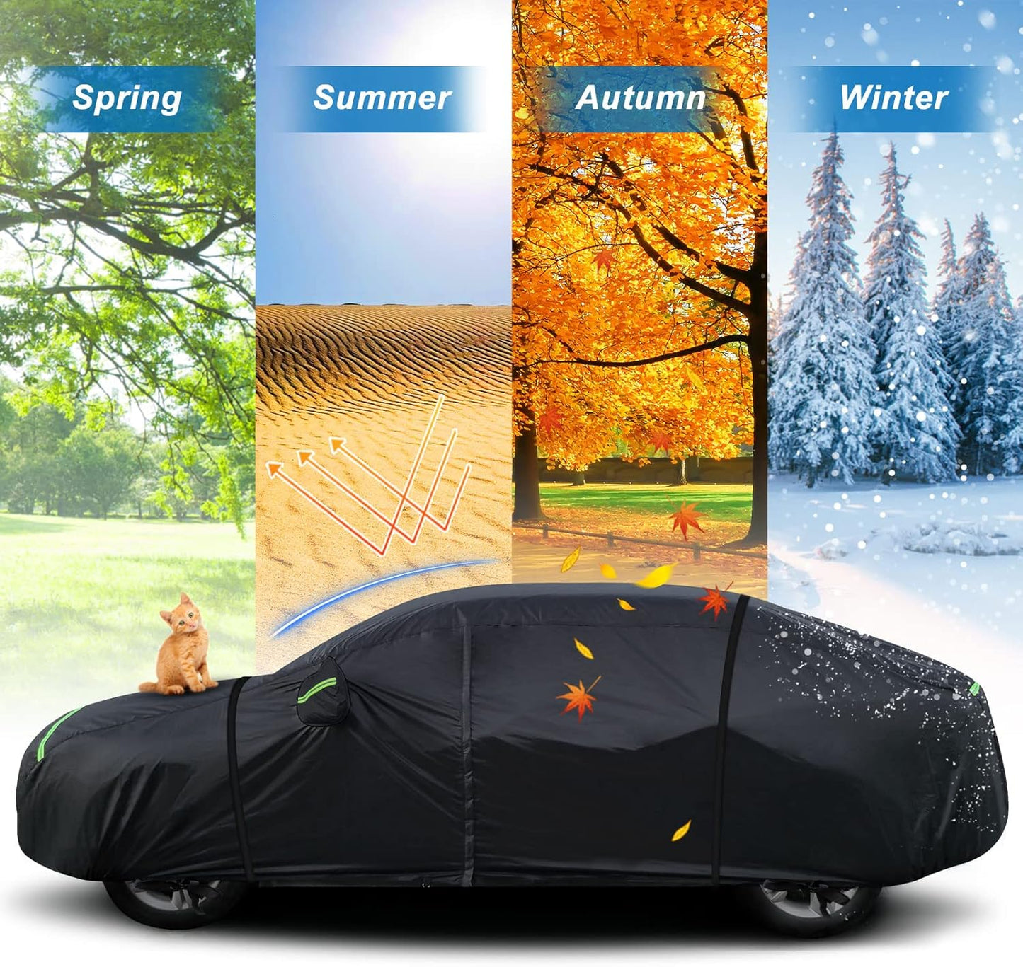 Outdoor Car Cover for Porsche Panamera 2014-2025 Waterproof All Weather Heavy Duty Windproof Protection Full Car Covers with Zipper and Storage Bag