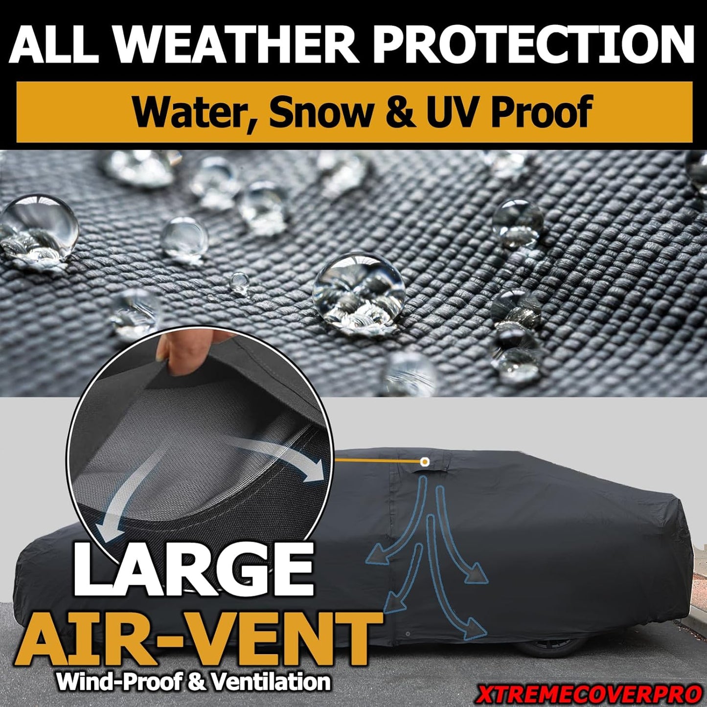 All Weather Waterproof car Cover Good for rain Snow uv Protection dust WRX STi Spoiler Civic Type-R V60 A4 ALLROAD Model Y Black
