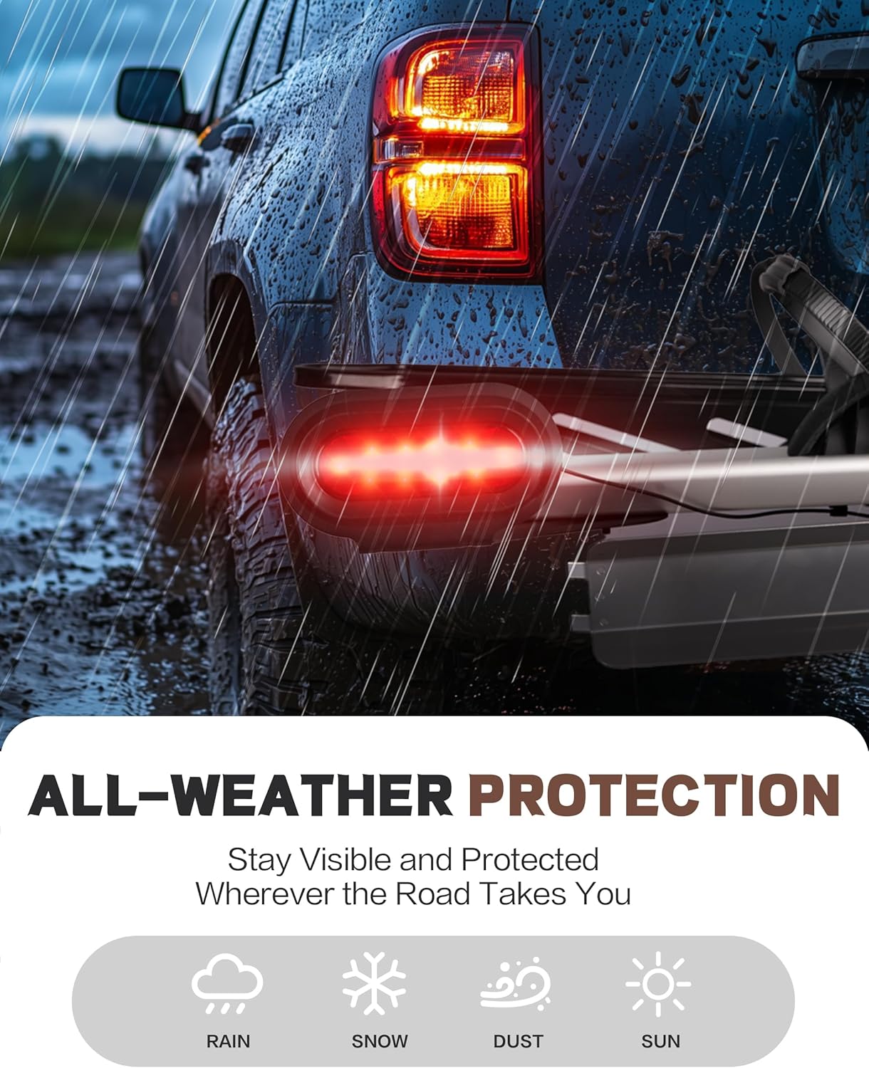 Young Bike Rack Brake Light & Plate Kit, 6 Inch 10LEDs Oval Red LED Tail Light 2PCS, FMVSS108 Certified, Waterproof Stop Turn Signal Tail Lights. Fits Young Hitch Racks, Add-on Attachment