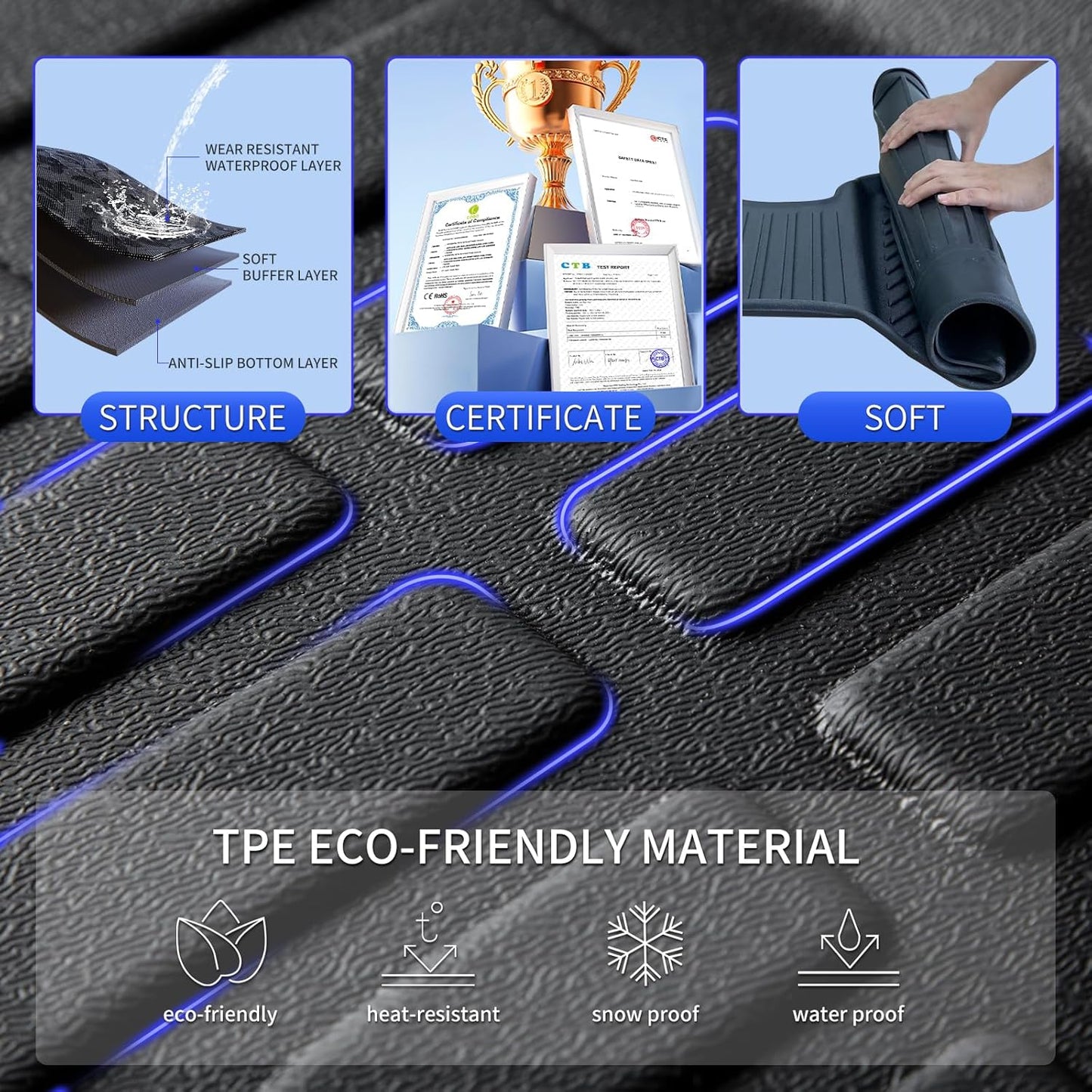 KELCSEECS Floor Mats & Cargo Liner for 2024 2023 2022 2021 2020 2019 2018 Chevrolet Chevy Equinox & GMC Terrain/Terrain Denali All Weather Car Mats Cargo Mat Floor Liners Trunk Mat Trunk Liner