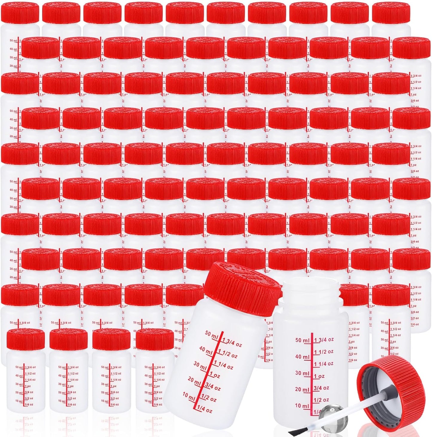 Mumufy 60 Pcs Touch up Paint Bottles with Brush and Lid Empty Touch up Bottle with Mixing Balls 2 oz Fluid Capacity Leftover Paint Container for Car Scratches Repair (Red)