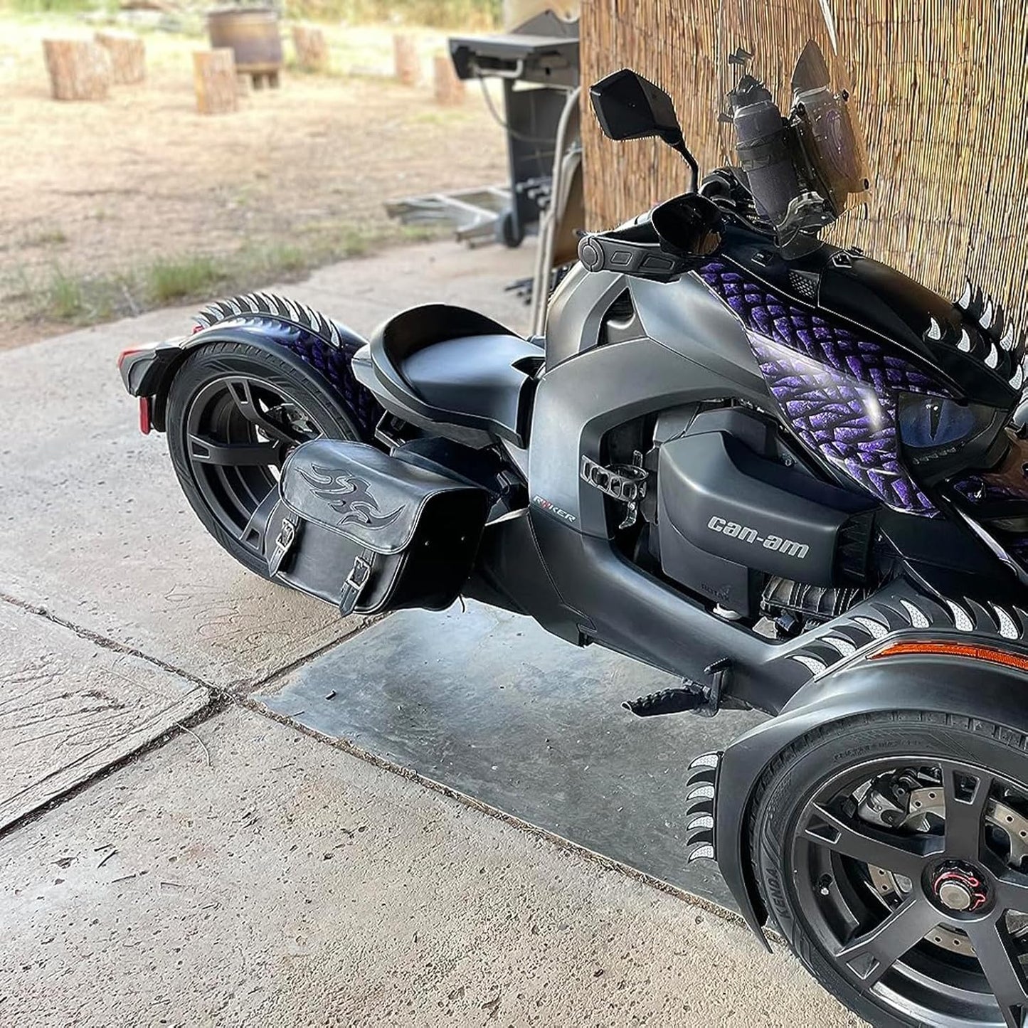 GARGOYLE BELLS Motorcycle Saddle Bags Leather Motorcycle Luggage Bag with Gun Holsters For Softails Sportsters and Choppers Waterproof Luggage Bags For Motorcycle