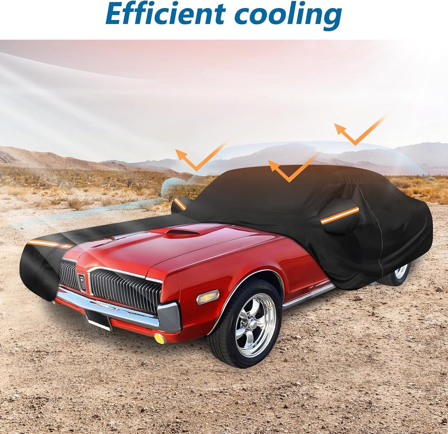 Car Cover for Mercury Cougar 1967-1973,1980-1997, Waterproof 210D Oxford Cloth and Cotton Cover Outdoor Car Cover with Zipper Windproof Heavy Duty All Weather