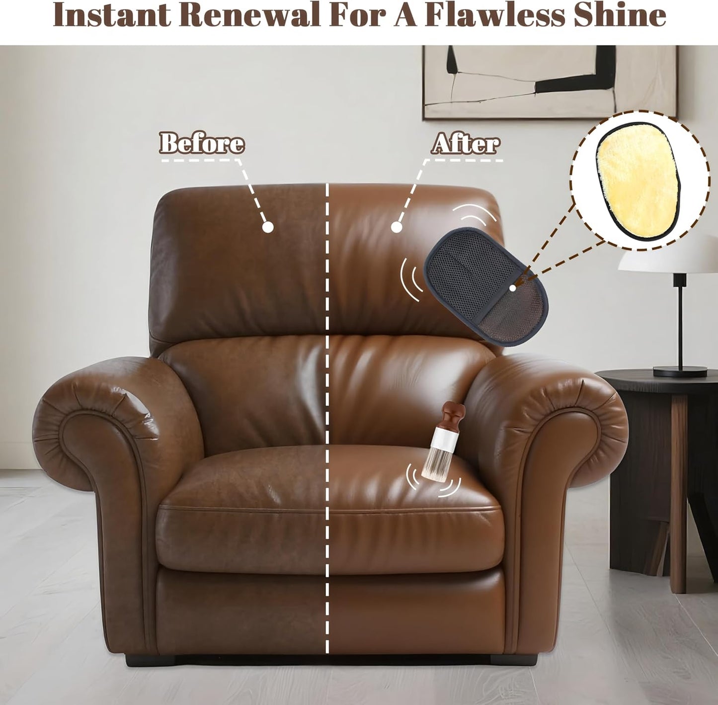 Salve Brush for Furniture,Leather&Wood Care Cleaning Brush w/Glove,Furniture Brush with Comfortable Handle&Soft Bristles,Durable Salve Wax Brushing Tool for Home Office Sofas Car Interiors,Bags,Shoes