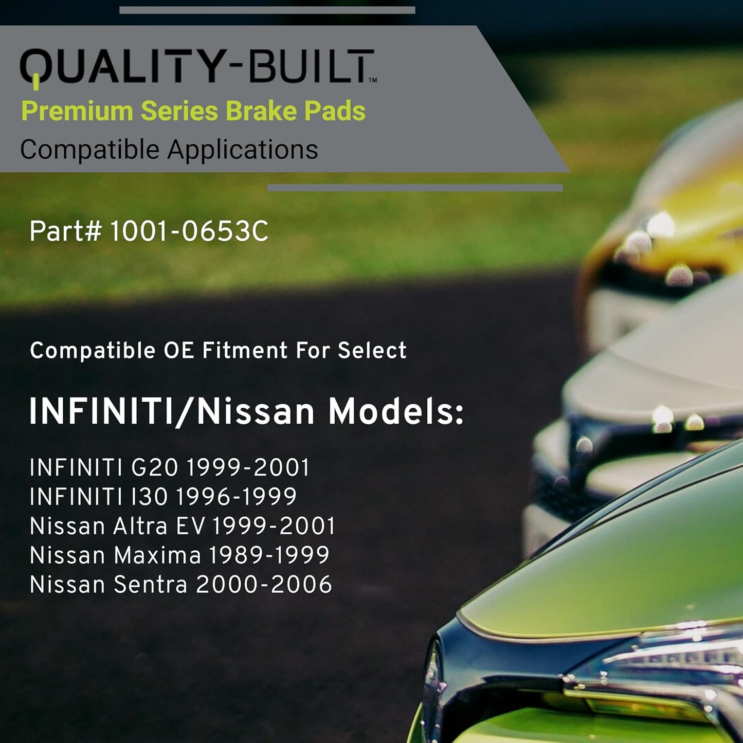 Premium Ceramic Front Brake Pads (1001-0653C) Replacement for INFINITI G20 2001-1999, I30 1999-1996, Nissan Altra EV 2001-1999, Maxima 1999-1989, Sentra 2001-2000, Sentra 2006 & More