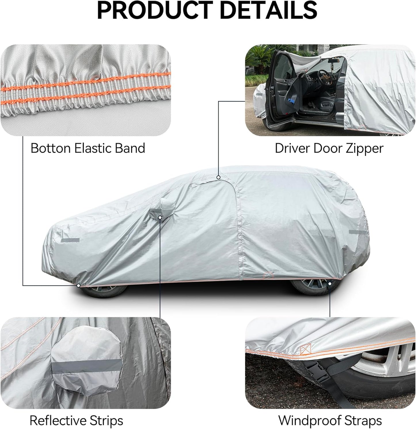 7-Layer SUV Car Cover Compatible with Toyota RAV4 2006-2024,Waterproof Full Car Cover for Automobiles All Weather UV Rain Snow Protection with Door Zipper