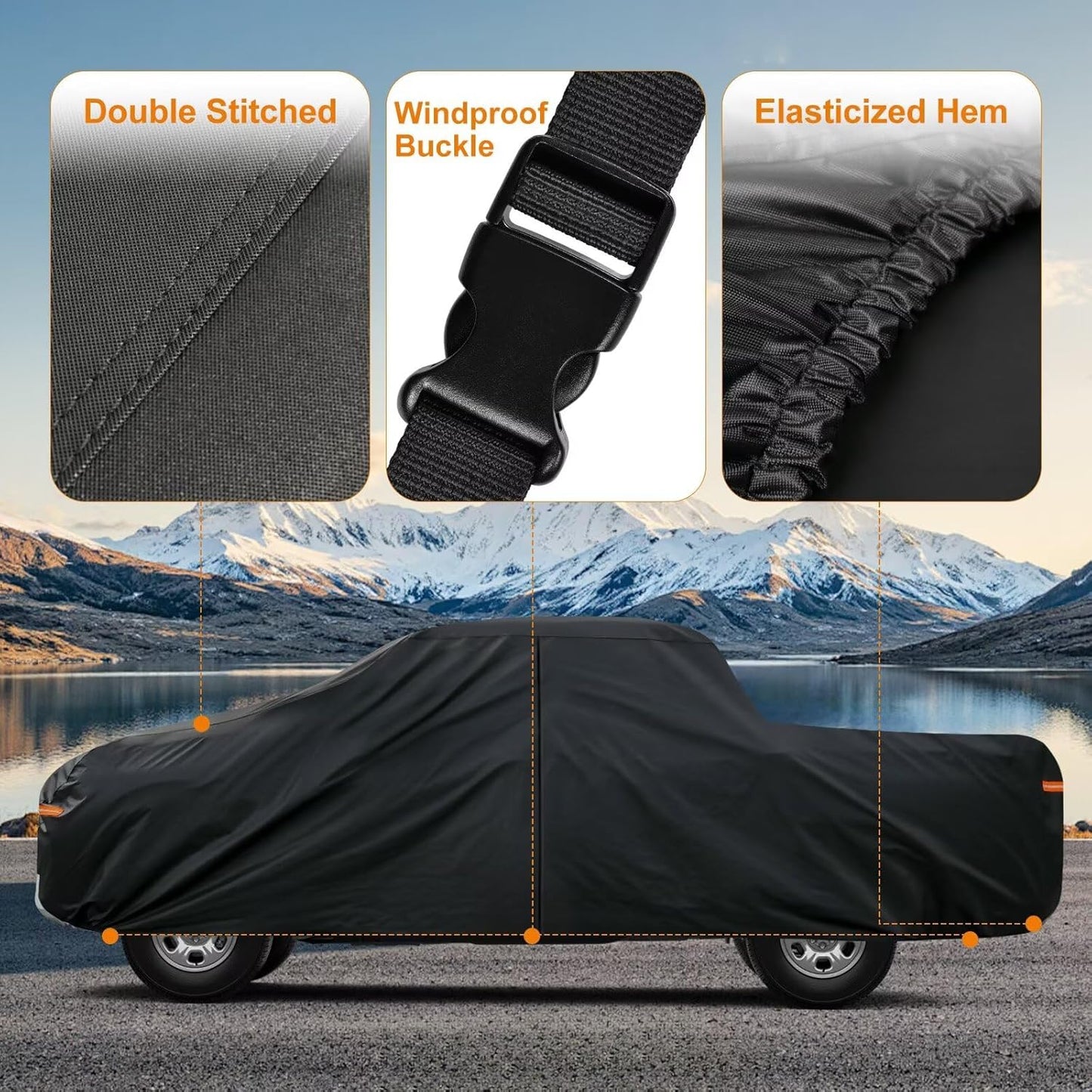 Kayme Truck Cover Custom Fit Nissan Frontier(2021-2025) King/Crew Cab Short Bed. Full Exterior Heavy Duty Outdoor Pickup Truck Car Cover Waterproof All Weather.Car Tarp for Wind Sun Dust Protection.