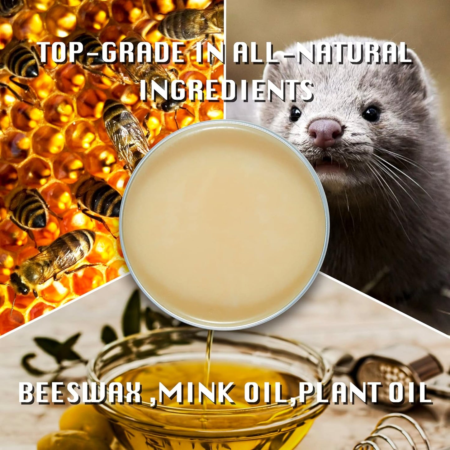 SALTY FISH All-Natural Leather Conditioner and Cleaner,Made with Mink Oil Beeswax,Protect Soften Waterproof Leather Furniture,Car Seats,Shoes,Boots,Bags (7.5 Oz)