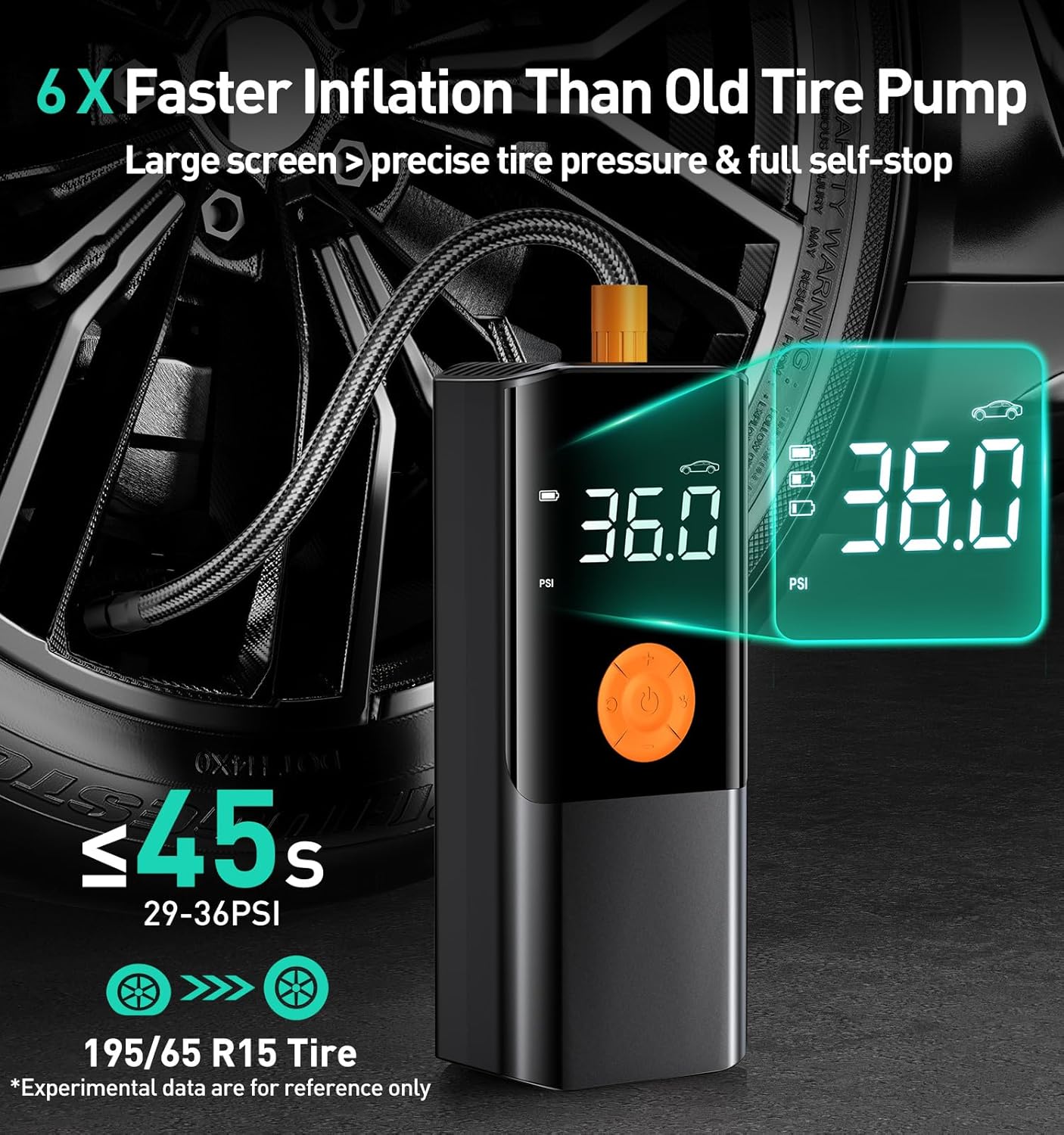 Tire Inflator Portable Air Compressor, 150PSI＆20000mAh Battery Air Pump for Car Tires, 6X Inflate Portable Tire Inflator for Car Motorcycle Balls Bike Pump,12DC Tire Pump with LED Light, Auto shut-off