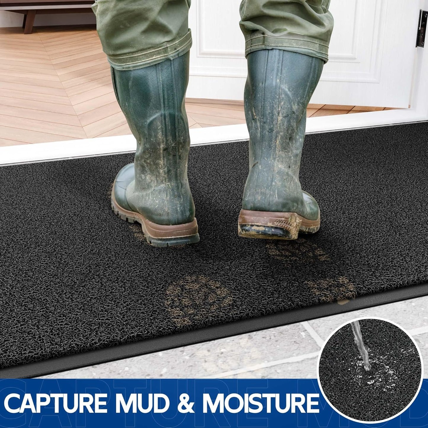 Sturdy Front Door Mat, 48" x 36" Heavy Duty Indoor Outdoor Doormat for Entryway, Fade Resistant, Waterproof Low Profile Entry Mat, Non Slip Welcome Mat for Outside Entrance, Patio, Home